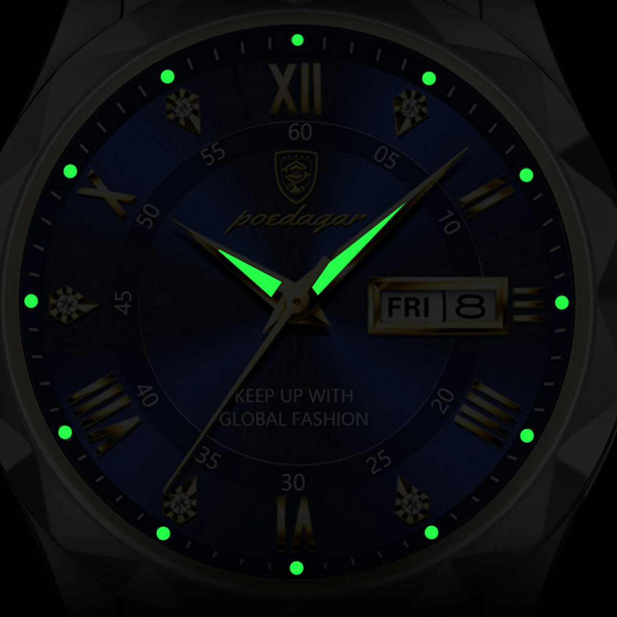 Lichtgevend roestvrijstalen herenhorloge