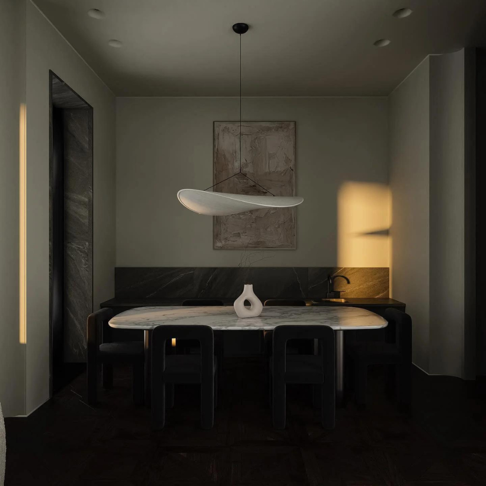 Japandi stoffen hanglamp sfeerverlichting