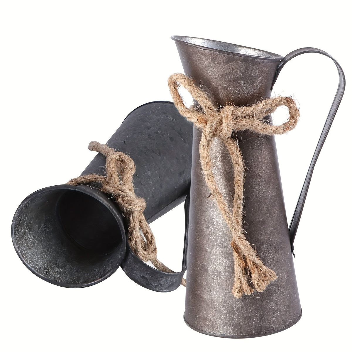 Vintage metalen kruikvazen set van 2