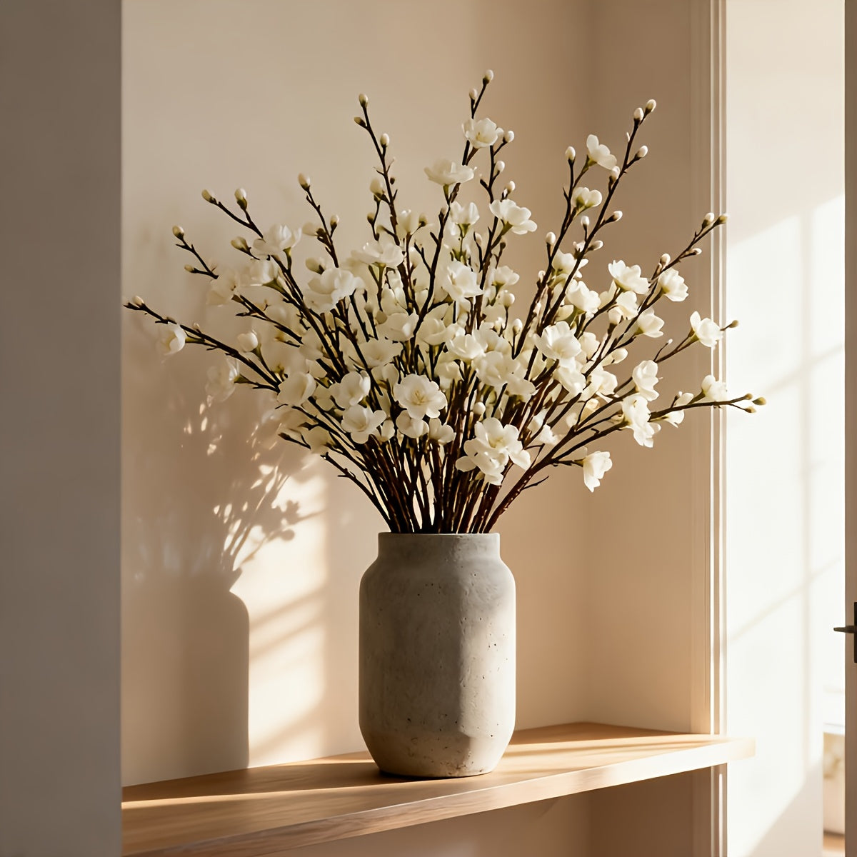 Kunstmatige pruimenbloesems witte kunstbloemen