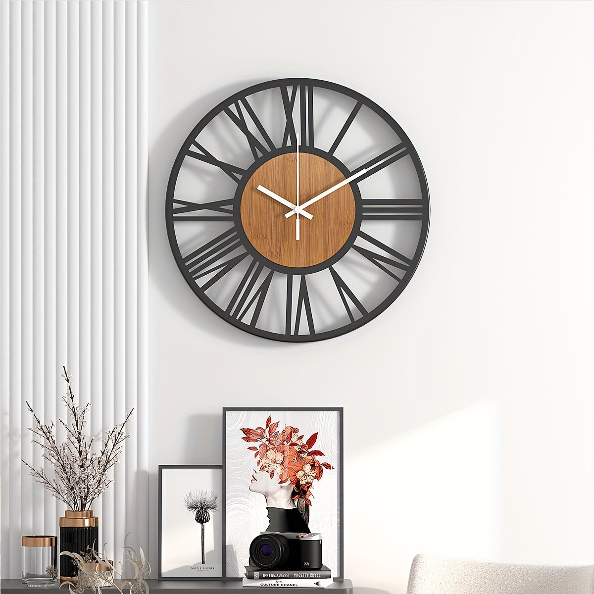 RustiTime stille houten wandklok
