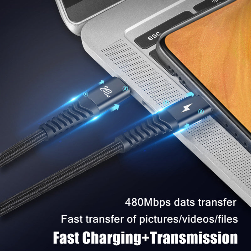 Gevlochten USB-C naar USB-C oplaadkabel 240W