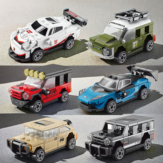 Miniatuur snelheidsauto bouwsets 6 stuks
