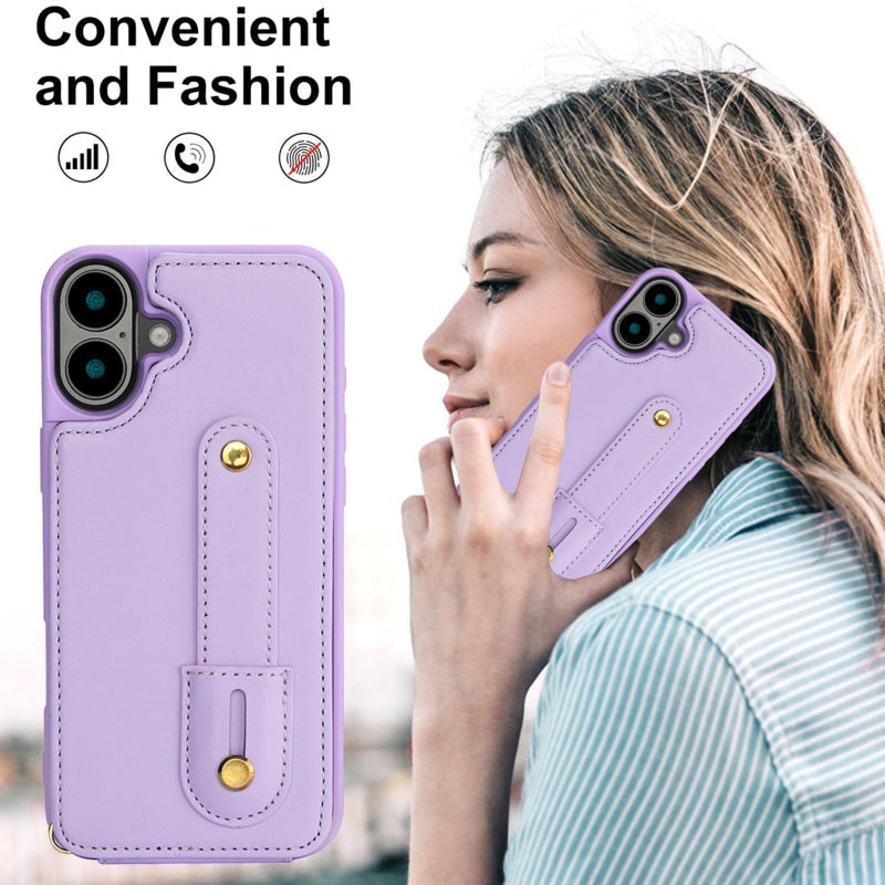 iPhone 17 koordhoesje met pasjeshouder paars
