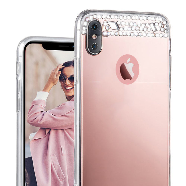 iPhone X / Xs bling spiegel hoesje met strass-steentjes