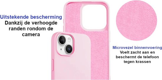Armordrop siliconen hoesje met koord voor iPhone 15 Pro Roze