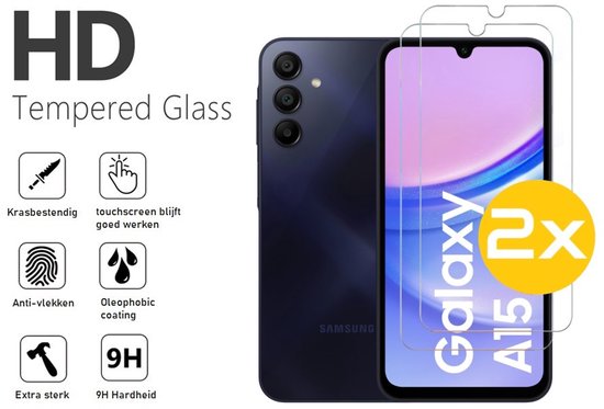 Lennexo hoesje en screenprotector voor Samsung Galaxy A15