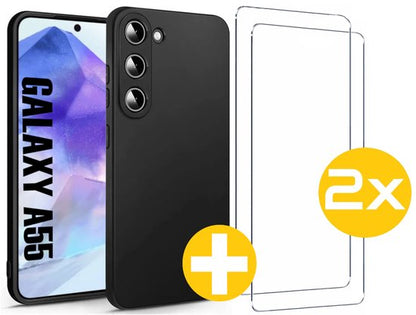 Lennexo hoesje en screenprotector voor Samsung Galaxy A55