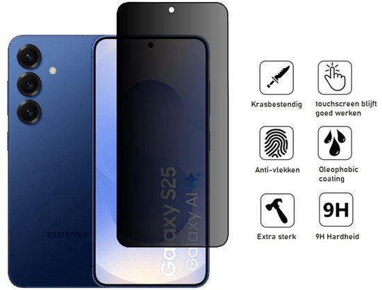 Transparant hoesje en privacy screenprotector voor Samsung S25