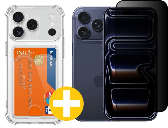 Lennexo pashouder hoesje en privacy screenprotector voor iPhone 17 Pro