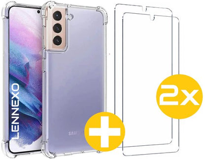 Anti-Shock Hoesje met 2x Screenprotector voor Samsung S21