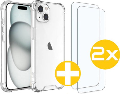 Lennexo iPhone 15 anti-shock hoesje met screenprotector