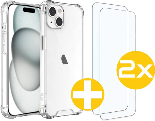 Lennexo iPhone 15 anti-shock hoesje met screenprotector