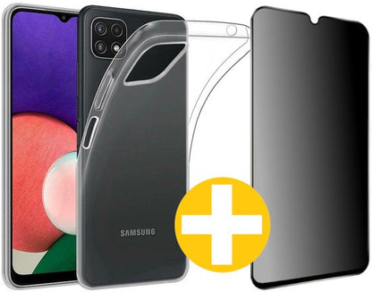 Transparant hoesje en privacy screenprotector voor Samsung A22 5G