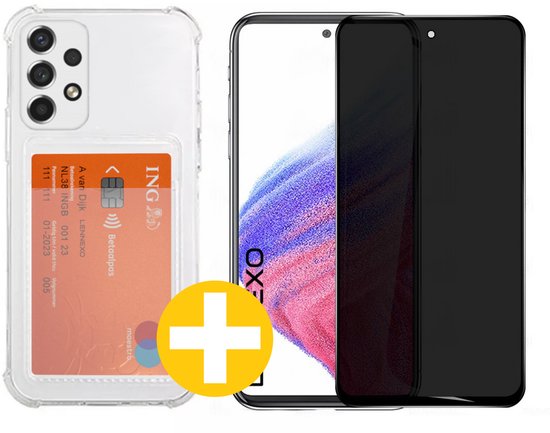 Lennexo Pashouder Hoesje en Privacy Screenprotector voor Samsung A53