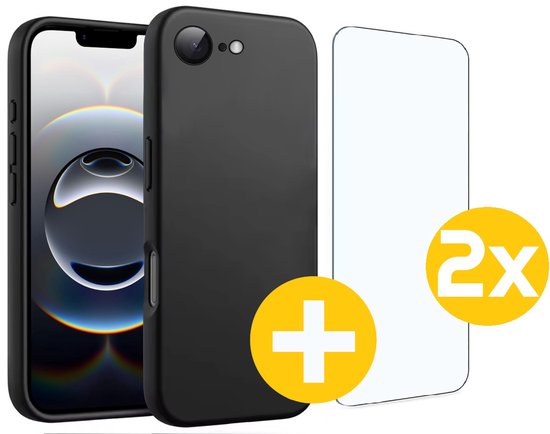 Lennexo iPhone 16e siliconen hoesje en screenprotector combi