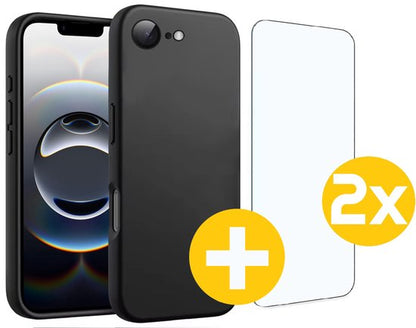 Lennexo iPhone 16e siliconen hoesje en screenprotector combi