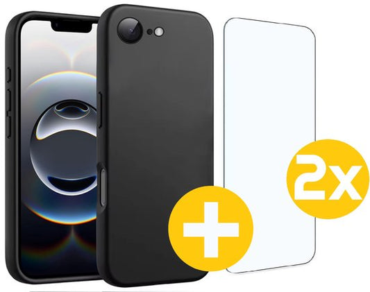 Lennexo iPhone 16e siliconen hoesje en screenprotector combi