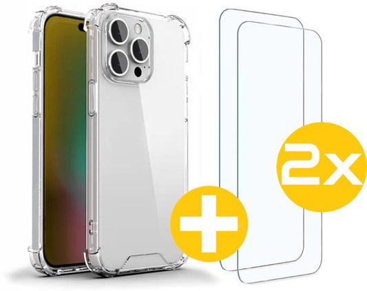 Anti-shock hoesje met 2x screenprotector voor iPhone 15 Pro