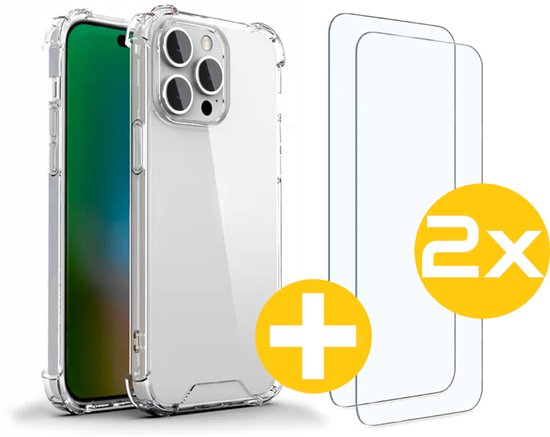 Anti-shock hoesje met 2x screenprotector voor iPhone 14 Pro Max