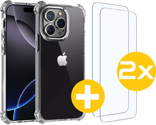 Anti-shock hoesje en screenprotector voor iPhone 16 Pro