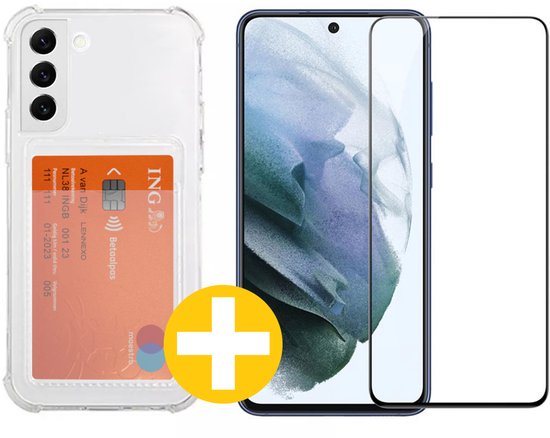 Lennexo pashouder hoesje met screenprotector voor Samsung S21 FE