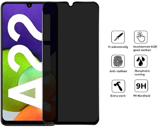 Transparant hoesje en privacy screenprotector voor Samsung A22 5G