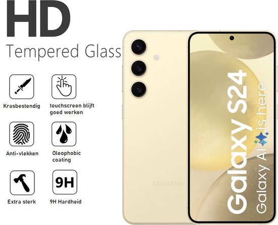 Lennexo Tempered Glass Screenprotector voor Samsung Galaxy S24 (2 Stuks)