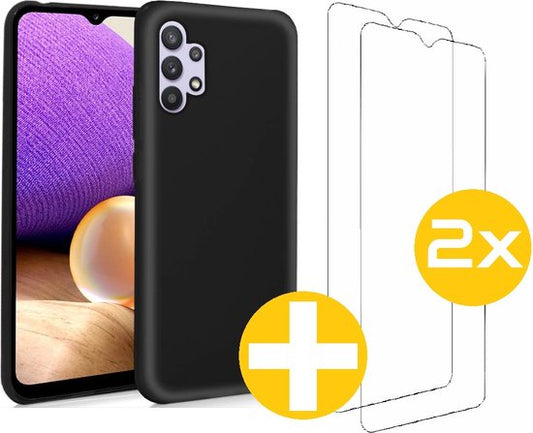 Lennexo Samsung Galaxy A32 5G siliconen hoesje met 2x screenprotector