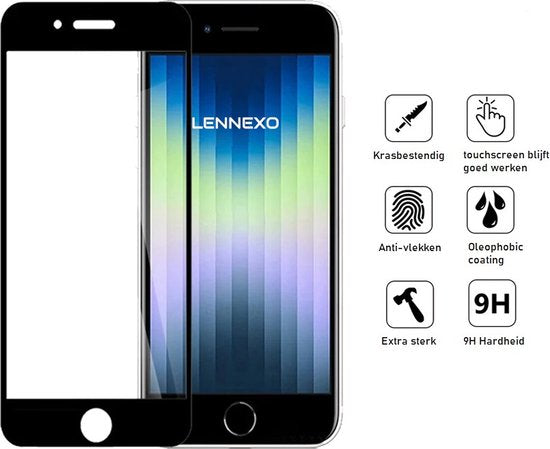 Lennexo Full Cover screenprotector voor iPhone SE/8/7