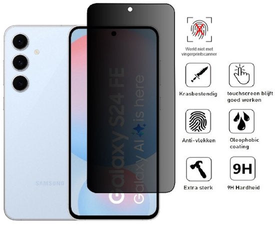 Lennexo pashouder hoesje met privacy screenprotector voor Samsung S24 FE