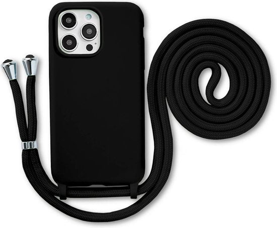 Armordrop siliconen hoesje met koord voor iPhone 12 Pro Max Zwart