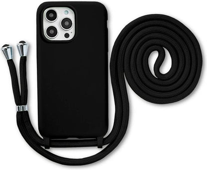 Armordrop siliconen hoesje met koord voor iPhone 12 Pro Max Zwart