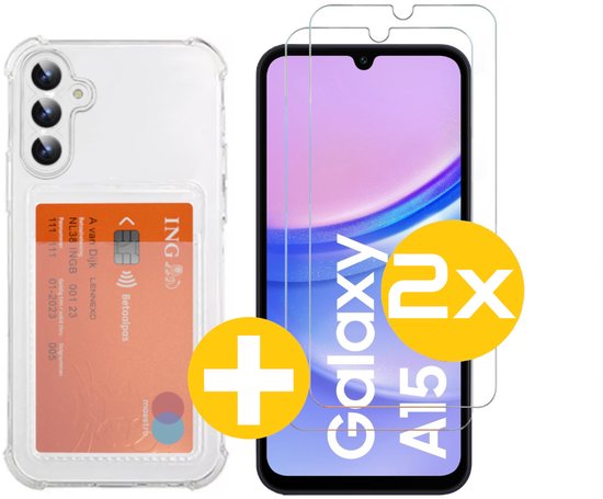 Lennexo pashouder hoesje voor Samsung A15 met screenprotector