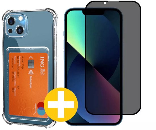 Lennexo pashouder hoesje privacy screenprotector iPhone 14