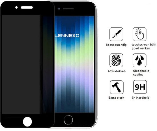 Lennexo privacy screenprotector voor iPhone SE/8/7