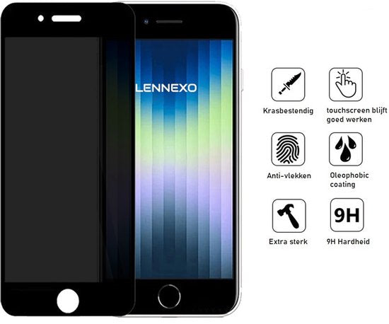 Lennexo privacy screenprotector voor iPhone SE / 8 / 7