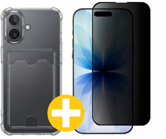Lennexo pashouder hoesje en privacy screenprotector voor iPhone 17