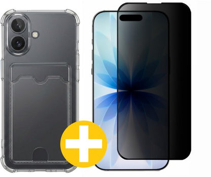Lennexo pashouder hoesje en privacy screenprotector voor iPhone 17
