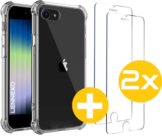 Lennexo iPhone SE 2022/2020 anti-shock hoesje met screenprotector
