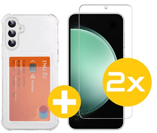 Lennexo pashouder hoesje met screenprotector voor Samsung S23 FE
