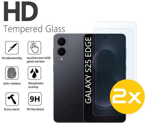 Lennexo Tempered Glass Screenprotector Geschikt Voor Samsung Galaxy S25 EDGE