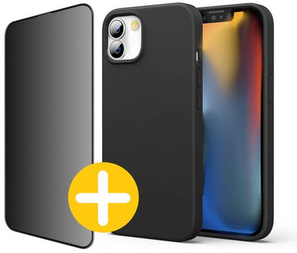 Siliconen hoesje en privacy screenprotector voor iPhone 12 Mini