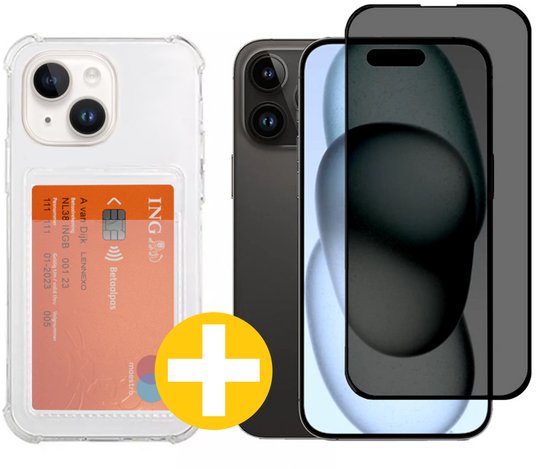 Lennexo iPhone 15 Plus pashouder hoesje