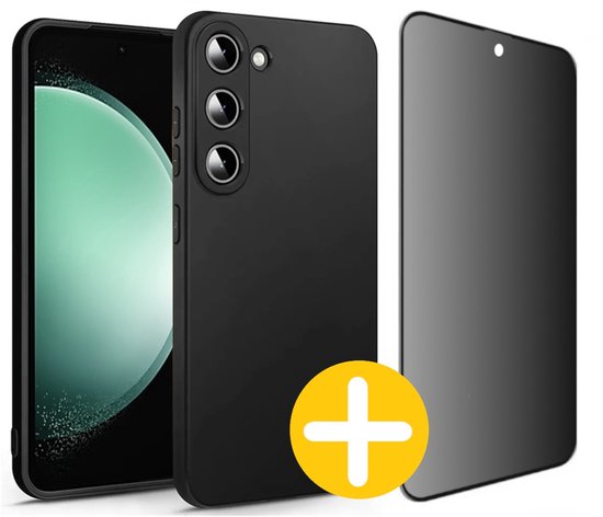 Samsung S23 FE siliconen beschermhoesje met privacy screenprotector