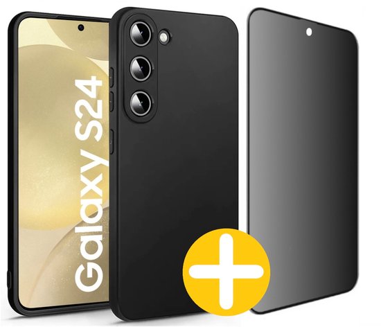 Siliconen hoesje en privacy screenprotector voor Samsung S24