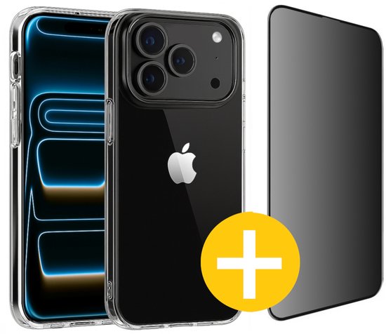 Transparant hoesje met privacy screenprotector voor iPhone 17 Pro