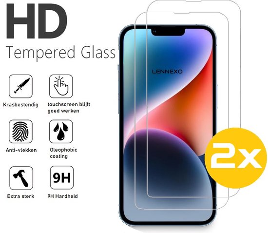 Lennexo Tempered Glass Screenprotector Geschikt Voor iPhone 14