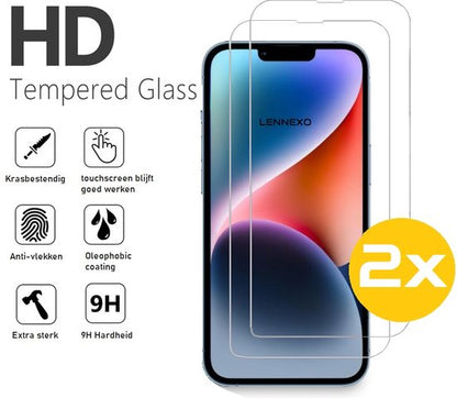 Lennexo Tempered Glass Screenprotector Geschikt Voor iPhone 14