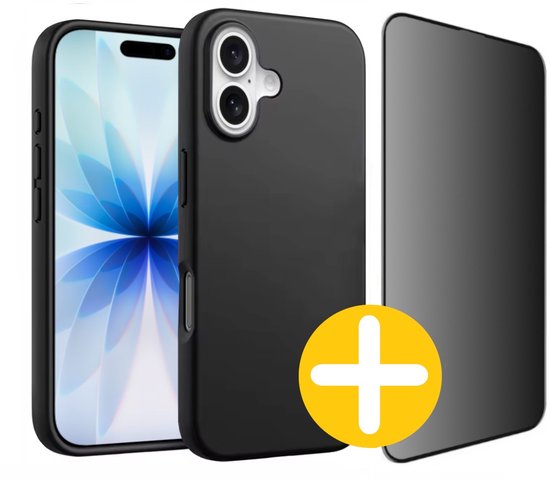 iPhone 17 Hoesje en Privacy Screenprotector Set Zwart